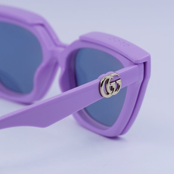 🕶️ New Gucci GG1542S 002 Sunglasses - Lilac Frame, Clear/Blue Lenses - Picture 11 of 12